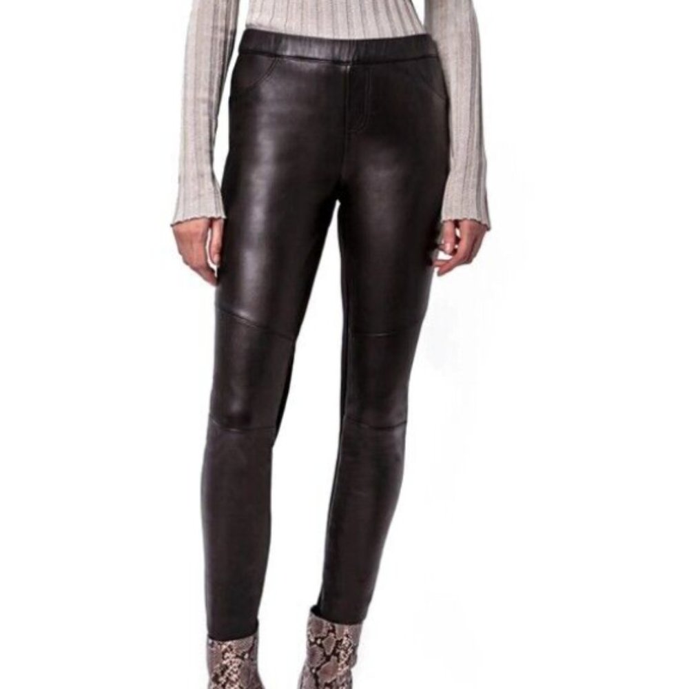 AS by DF Black Kiki Leather And Ponte Skinny Pants.